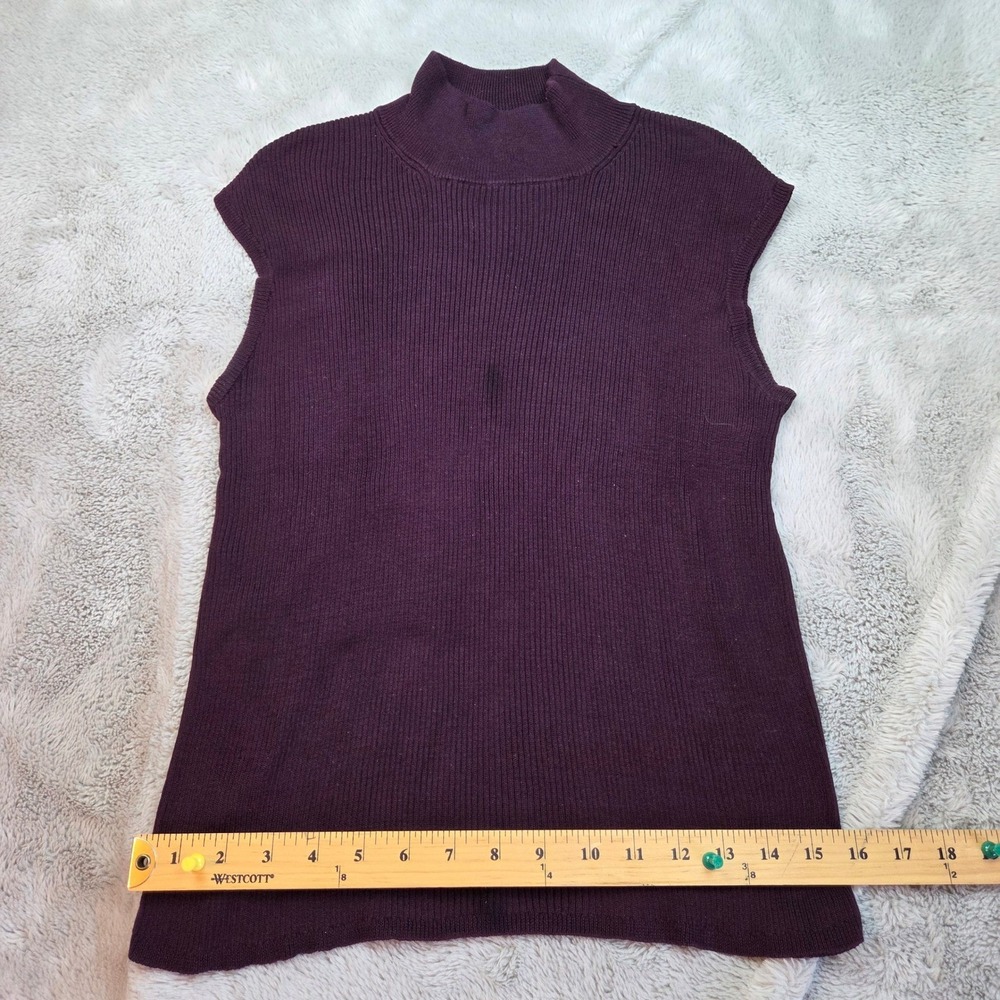 Coldwater Creek Sweater Silkโ Cotton Shell Womens Medium Plum Purple Ribbed Mock